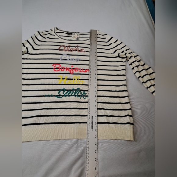 Talbots Sequins “Hello” in Different Languages Stripe Sweater Size X(2X) - Picture 10 of 11